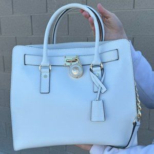 Michael Kors White Hamilton Large Tote w/ Gold Hardware